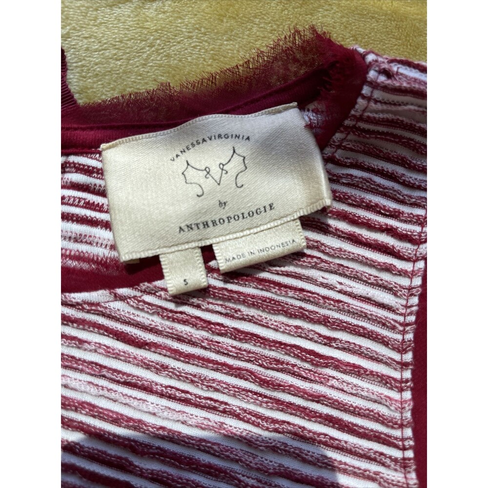 Anthropologie Vanessa Virginia Burgundy Stripes Top S - Picture 7 of 8